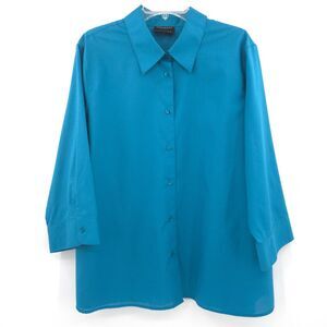 Foxcroft wrinkle-free shaped fit lightweight button down top Size 20W teal blue